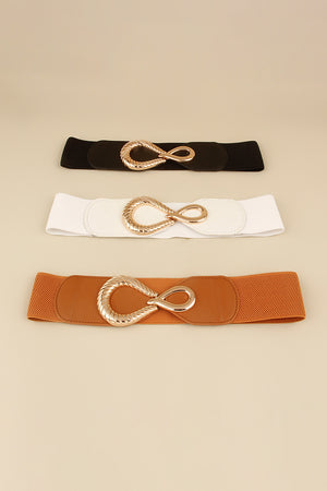 Ribbed Alloy Buckle Elastic Belt-Teresa's Fashionista LLC