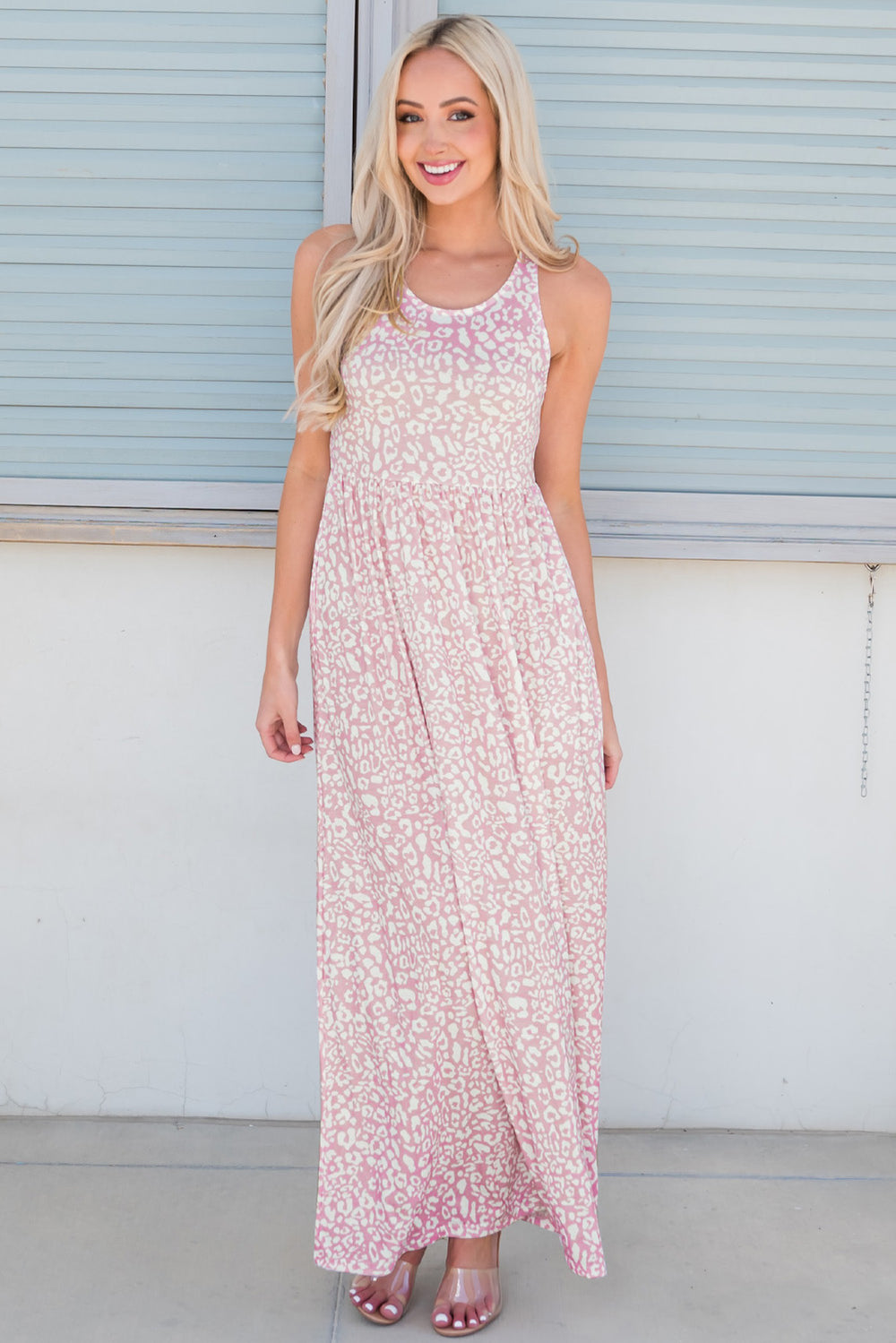 Leopard Round Neck Sleeveless Maxi Dress-Teresa's Fashionista LLC