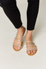 WILD DIVA Rhinestone Three-Strap Flat Sandals-Teresa's Fashionista LLC
