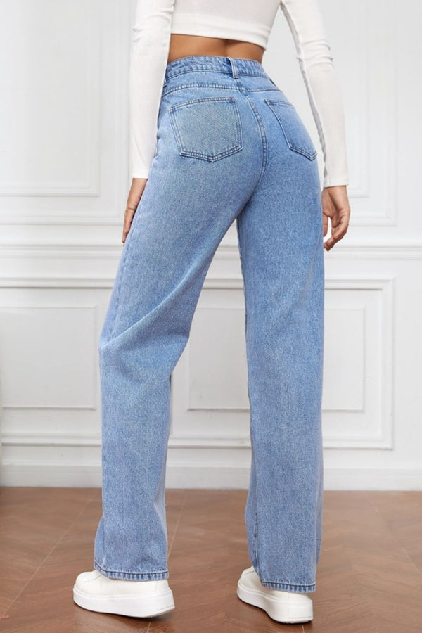 High Waist Straight Jeans - Teresa's Fashionista LLC