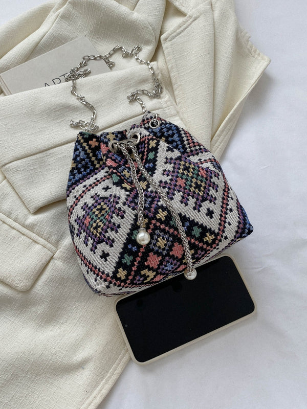 Printed Chain Bucket Bag-Teresa's Fashionista LLC