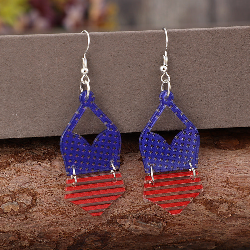 US Flag Pattern Acrylic Earrings-Teresa's Fashionista LLC