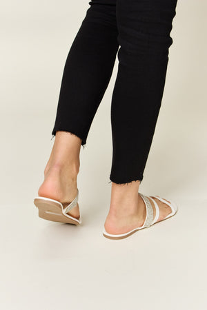 WILD DIVA Rhinestone Strappy Flat Sandals-Teresa's Fashionista LLC