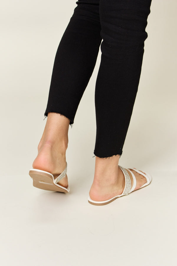 WILD DIVA Rhinestone Strappy Flat Sandals-Teresa's Fashionista LLC