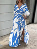 Slit Printed Surplice Maxi Dress-Teresa's Fashionista LLC