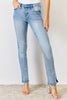 Kancan Full Size Mid Rise Y2K Slit Bootcut Jeans-Teresa's Fashionista LLC