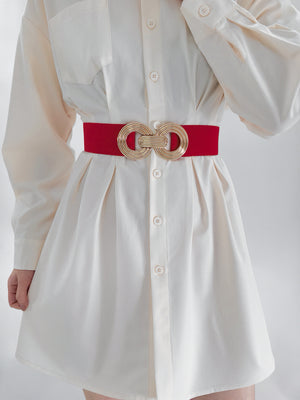 Geometric Buckle Elastic Wide Belt-Teresa's Fashionista LLC