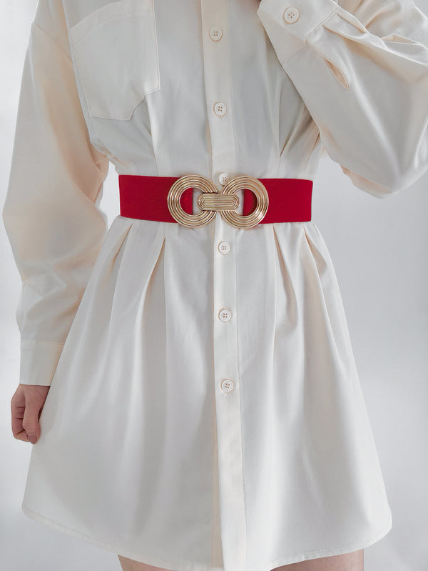 Geometric Buckle Elastic Wide Belt-Teresa's Fashionista LLC