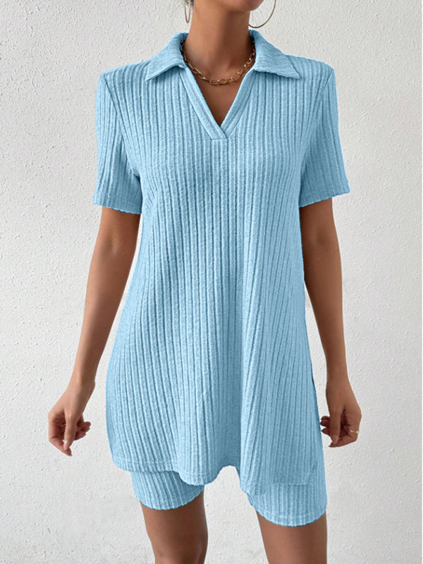 Johnny Collar Short Sleeve Top and Shorts Set-Teresa's Fashionista LLC