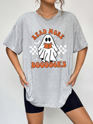 Round Neck Short Sleeve Ghost Graphic T-Shirt - Teresa's Fashionista LLC