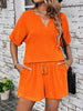 Notched Half Sleeve Top and Shorts Set-Teresa's Fashionista LLC