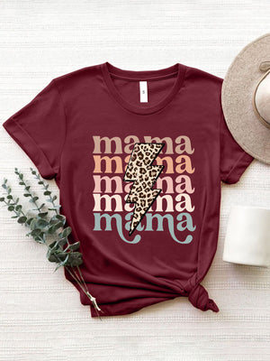 MAMA Round Neck Short Sleeve T-Shirt-Teresa's Fashionista LLC