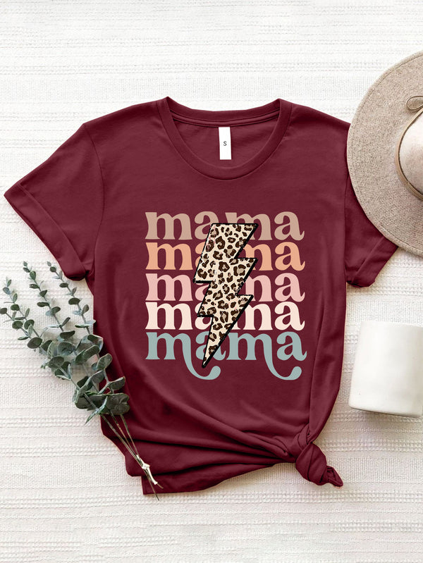MAMA Round Neck Short Sleeve T-Shirt-Teresa's Fashionista LLC