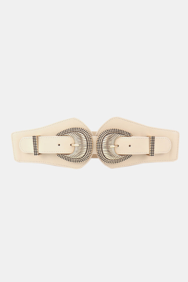 Shell Double Buckle Elastic Wide Belt-Teresa's Fashionista LLC