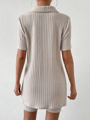 Johnny Collar Short Sleeve Top and Shorts Set-Teresa's Fashionista LLC