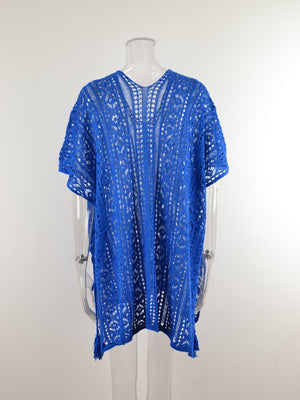 Cutout V-Neck Cover-Up with Tassel-Teresa's Fashionista LLC
