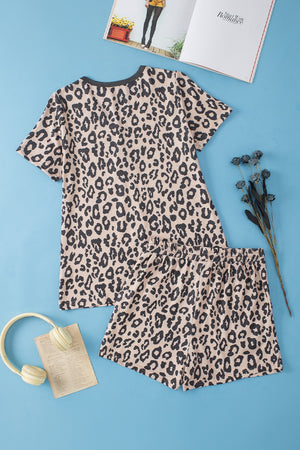 Leopard V-Neck Top and Shorts Set-Teresa's Fashionista LLC
