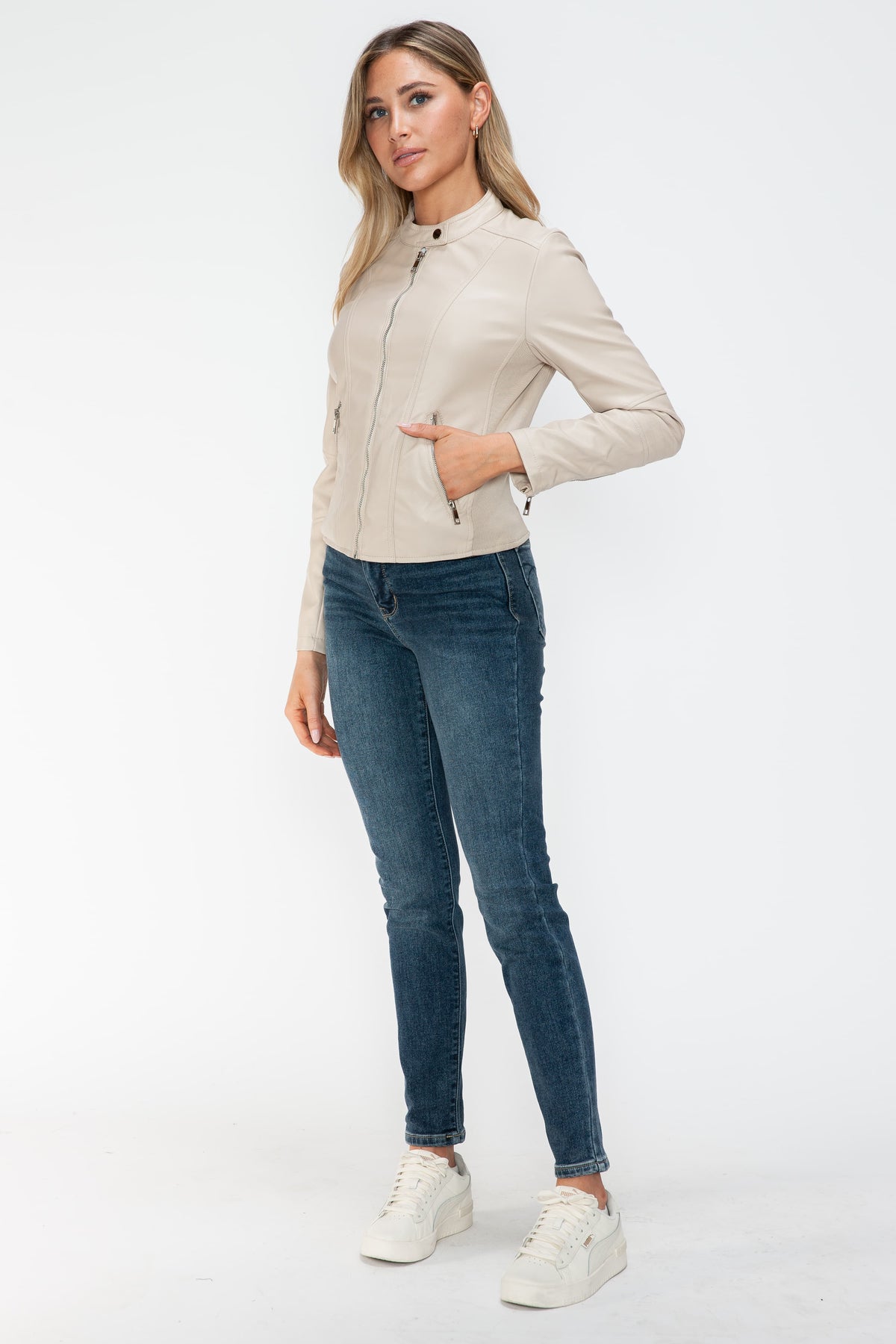Snobbish PU Leather Zip Up Jacket with Pockets - Teresa's Fashionista LLC