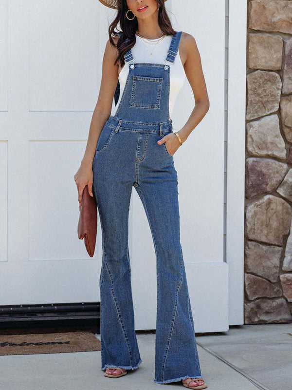 Raw Hem Denim Overall - Teresa's Fashionista LLC