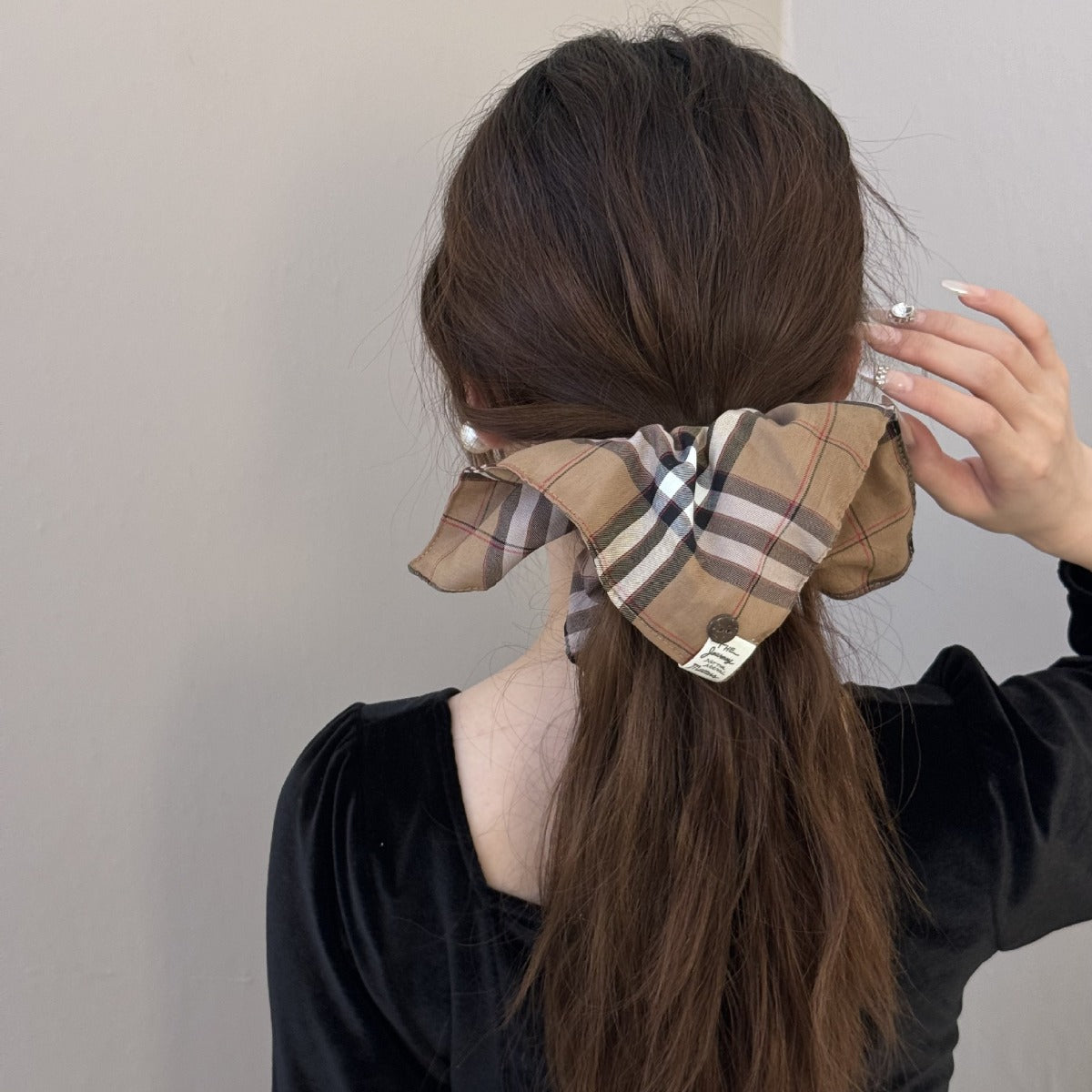 Contrast Plaid Elastic Hair Scrunchy - Teresa's Fashionista LLC