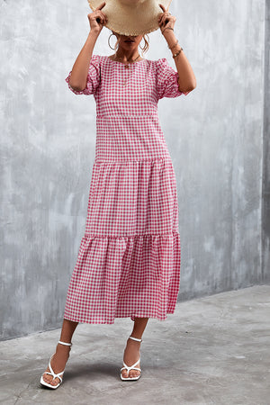 Printed Flounce Sleeve Tiered Dress-Teresa's Fashionista LLC