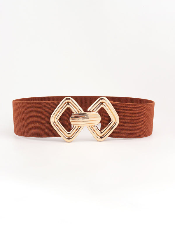 Geometric Buckle Elastic Wide Belt-Teresa's Fashionista LLC