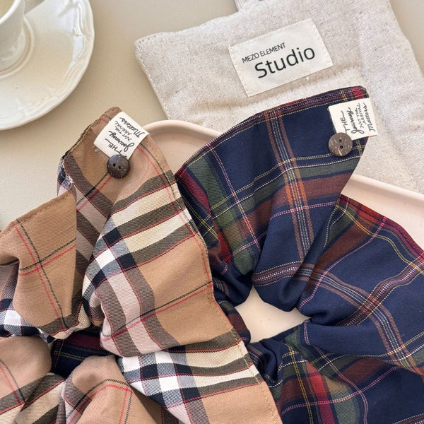 Contrast Plaid Elastic Hair Scrunchy - Teresa's Fashionista LLC
