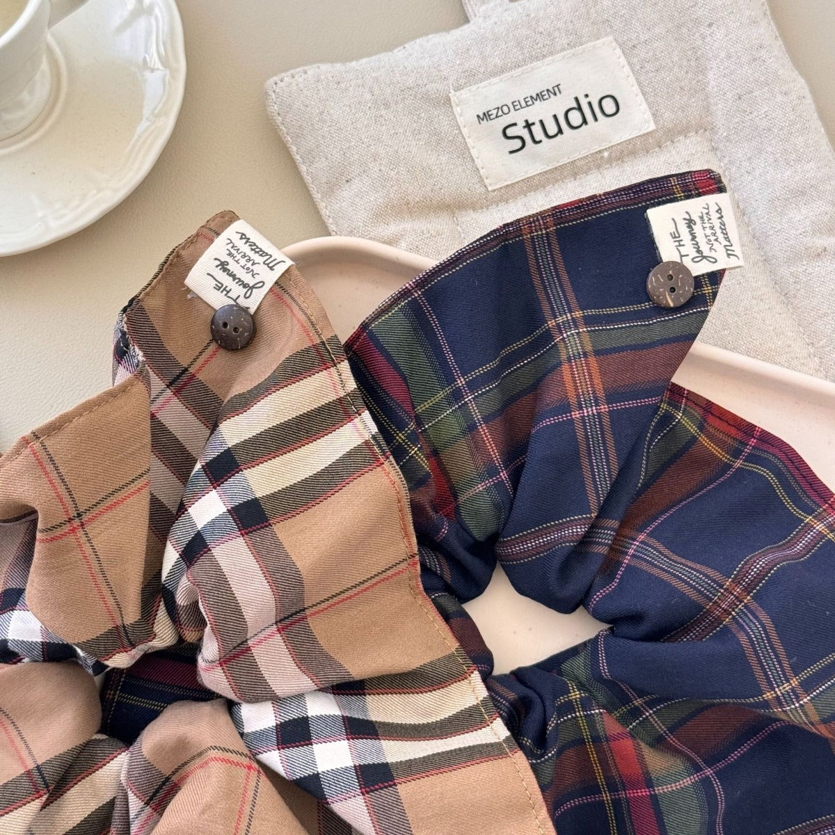 Contrast Plaid Elastic Hair Scrunchy - Teresa's Fashionista LLC