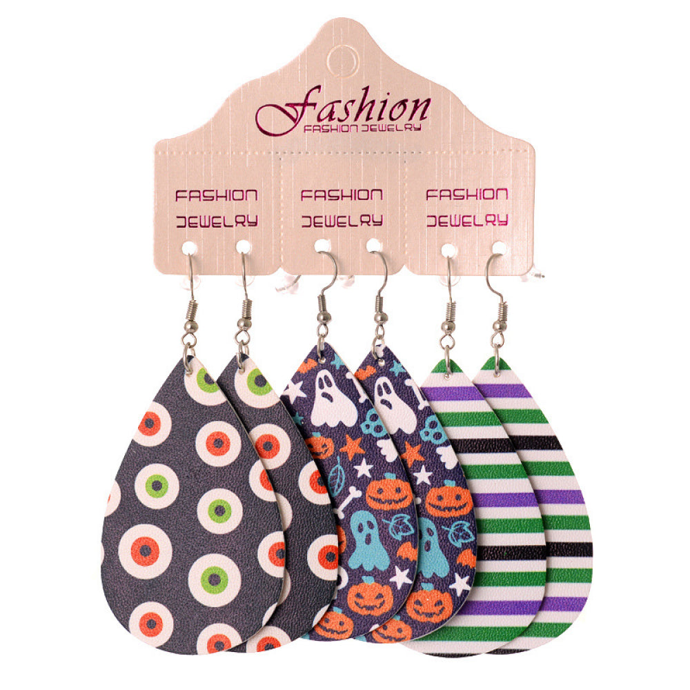 Halloween PU Teardrop Earrings Set - Teresa's Fashionista LLC
