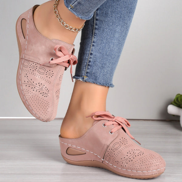 Lace-Up Round Toe Wedge Sandals-Teresa's Fashionista LLC