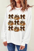 Pumpkin & Bow Graphic Long Sleeve Sweatshirt - Teresa's Fashionista LLC