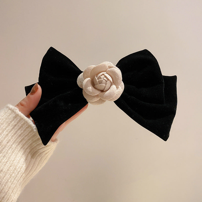 Rose Trim Bow Hair Clip - Teresa's Fashionista LLC