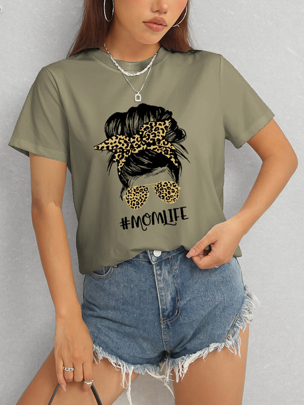 MOMLIFE Round Neck Short Sleeve T-Shirt-Teresa's Fashionista LLC