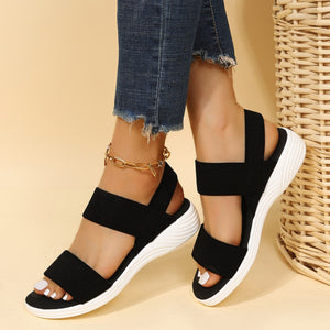 Rubber Open Toe Low Heel Sandals-Teresa's Fashionista LLC