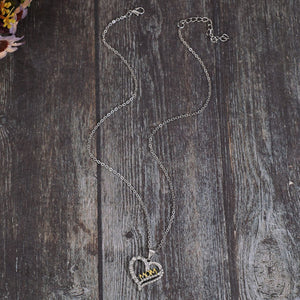 Alloy Inlaid Zircon Heart Pendant Necklace-Teresa's Fashionista LLC