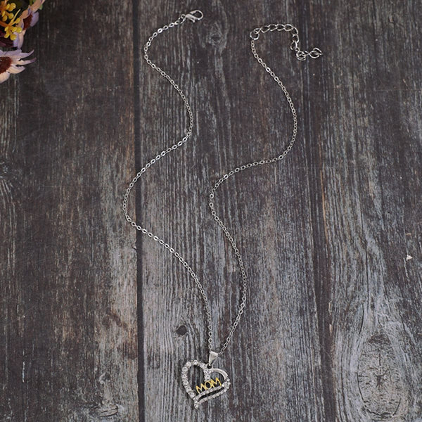 Alloy Inlaid Zircon Heart Pendant Necklace-Teresa's Fashionista LLC