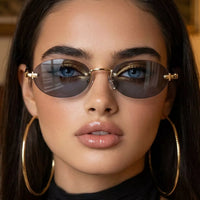 Vintage Oval Rimless Sunglasses