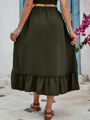 Ruffled Elastic Waist Midi Skirt-Teresa's Fashionista LLC