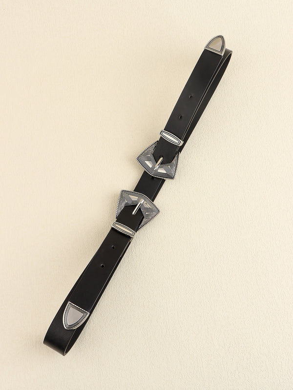 Double Buckle PU Leather Belt-Teresa's Fashionista LLC