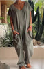 European And American Solid Color And V-neck Oversized Pocket Low-grade Jumpsuit - Teresa's Fashionista LLC