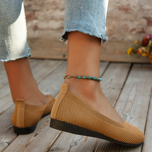 Round Toe Knit Ballet Flats-Teresa's Fashionista LLC