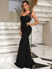 Rhinestone One-Shoulder Formal Dress-Teresa's Fashionista LLC