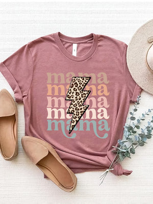MAMA Round Neck Short Sleeve T-Shirt-Teresa's Fashionista LLC