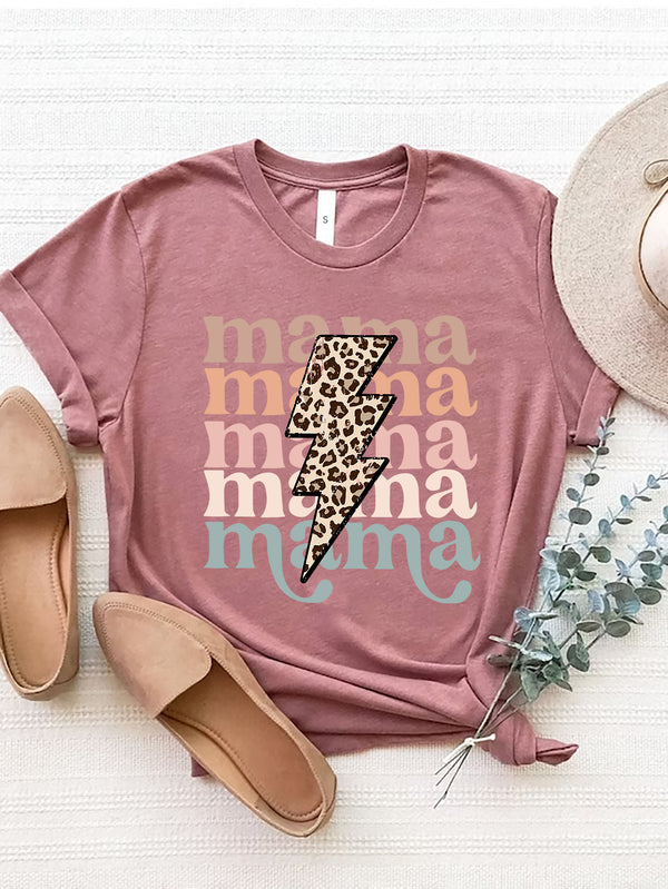 MAMA Round Neck Short Sleeve T-Shirt-Teresa's Fashionista LLC