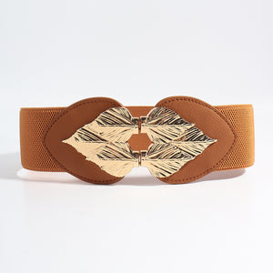 Alloy Leaf Buckle Elastic Belt-Teresa's Fashionista LLC