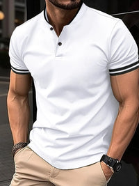 Men's Full Size Button Detail Short Sleeve Polo Plus Size