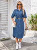 Button Up Dropped Shoulder Denim Dress-Teresa's Fashionista LLC