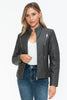 Snobbish Faux Leather Zip Up Mock Neck Jacket - Teresa's Fashionista LLC