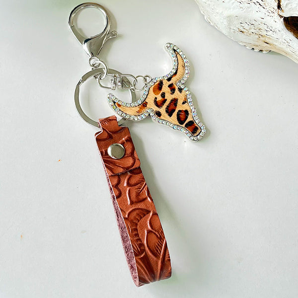 Rhinestone Bull Keychain-Teresa's Fashionista LLC