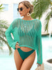 Long Sleeve Round Neck Openwork Cover-Up-Teresa's Fashionista LLC